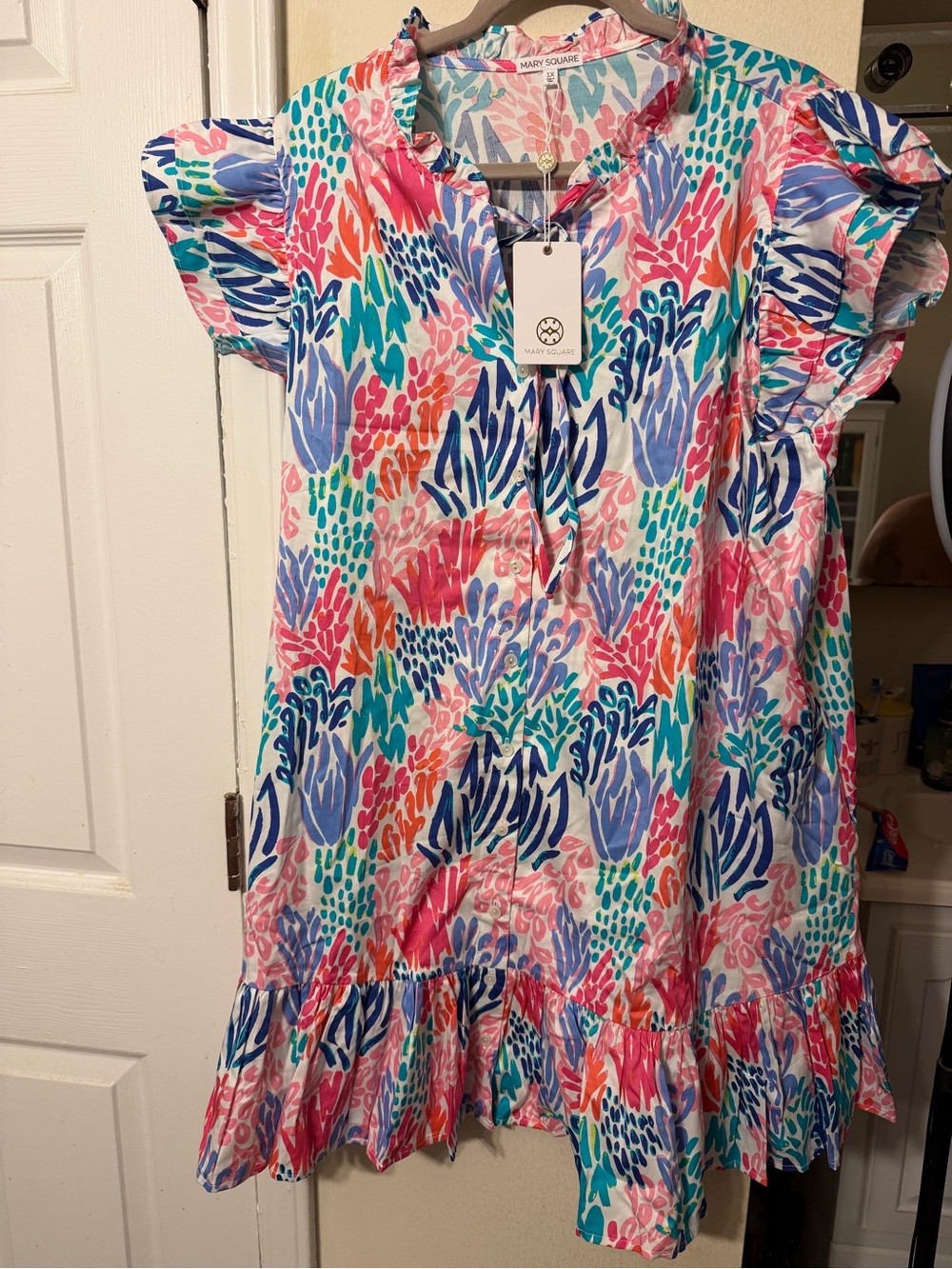 Mary Square Women’s Multicolor Floral Ruffle Dress